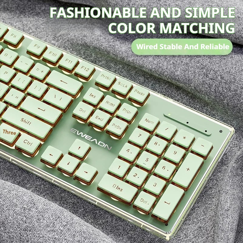 EWEADN V3 Wired Silent Office & Gaming Keyboard, Film Key Design, Ergonomic, for Windows/Laptop/PC/Desktop, E-sports Accessory