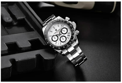 Chronographenuhr für Herren von PAGANI DESIGN – Luxuriöse Quarz-Armbanduhr, leuchtend und wasserdicht.