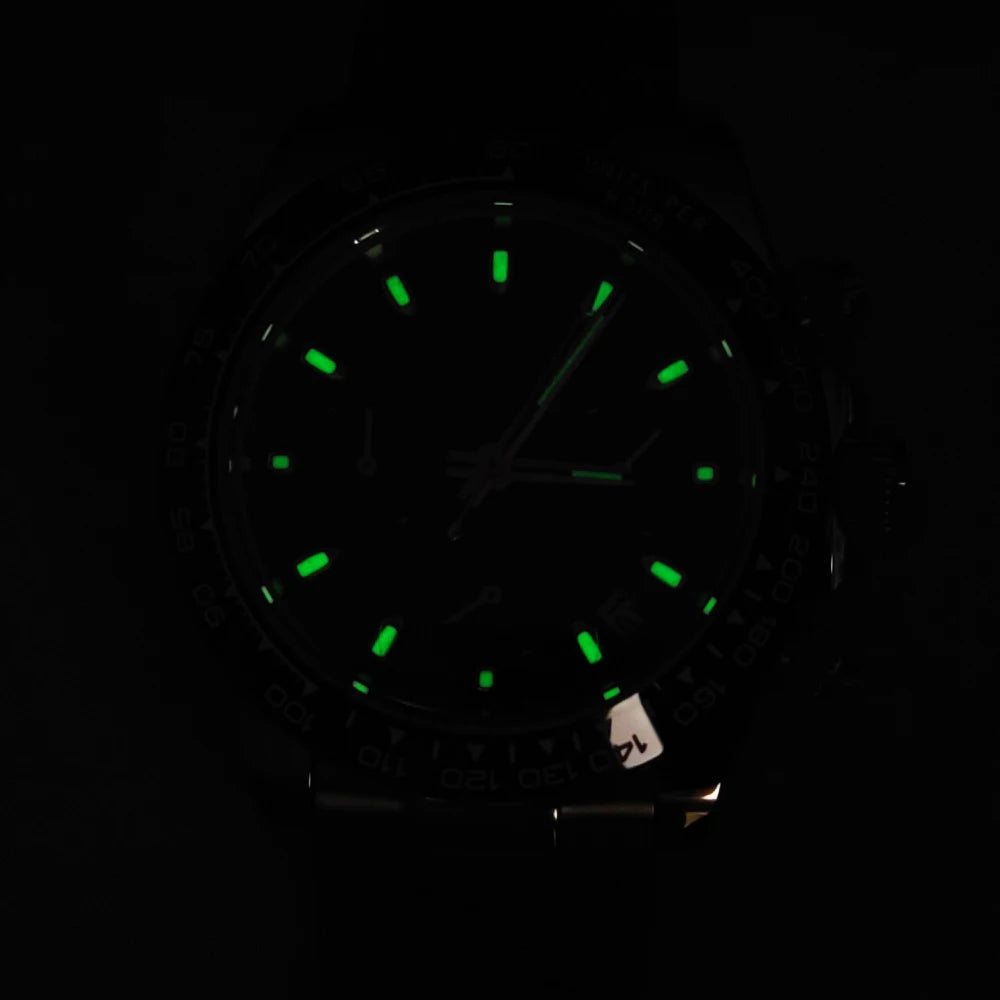 20 Color Business 39mm Quartz Watch Men's Timing Sapphire Crystal VK63 Movement Calendar Luminous Blue Dial Stainless Steel Strap