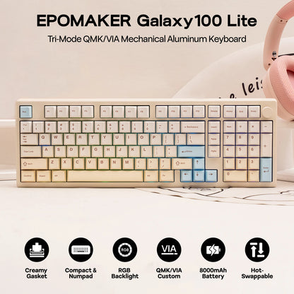EPOMAKER Galaxy100 Lite QMK/VIA 96% ANSI US Layout Hot-Swap Wired/2.4GHz/BT Wireless 1800 Aluminum Gasket Mechanical Keyboard