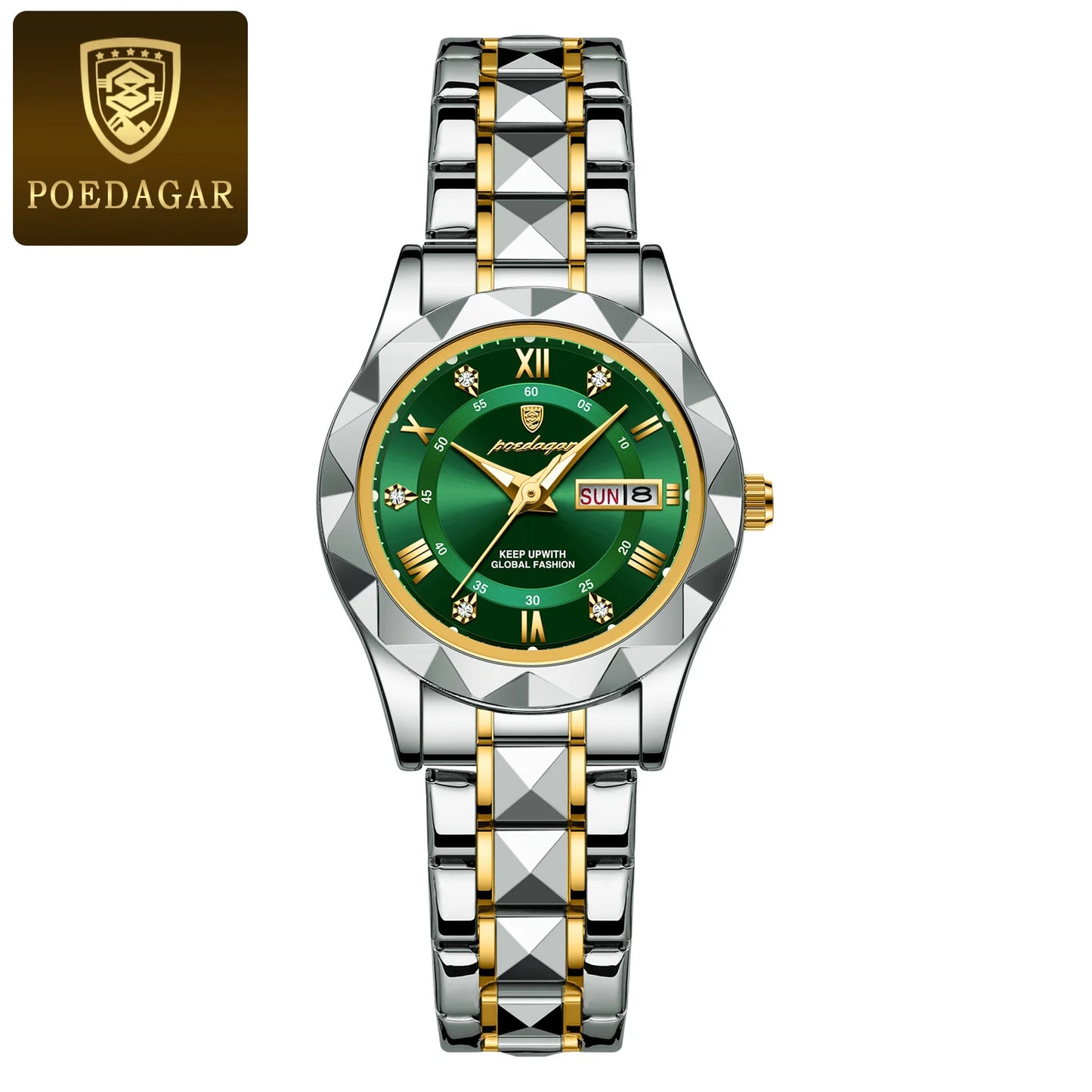 POEDAGAR Top Luxury Watches For Women Stainless Steel Week Date Woman Wristwatch Luminous Waterproof Fashion Quartz Ladies Watch