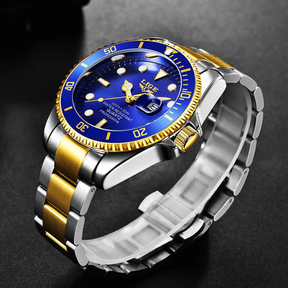 Orologio da uomo LIGE – Cronografo al quarzo, impermeabile, stile casual e professionale, accessorio di moda di lusso di un grande marchio.