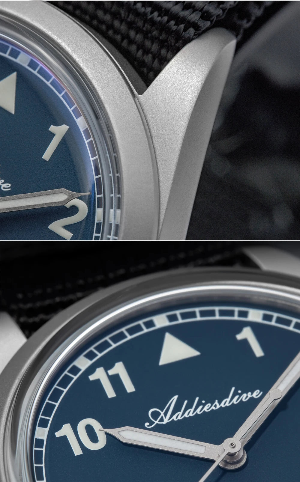 Orologio analogico da uomo ADDIESDIVE 36mm con vetro a specchio bombato, impermeabile 100m, luminoso, semplice, al quarzo, con cinturino in nylon
