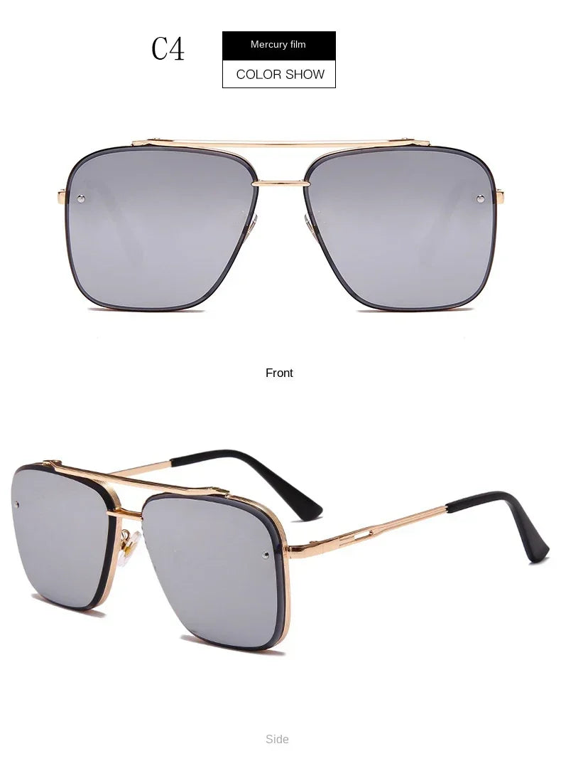 New Metal Square Gradient Sunglasses Fashionable Men Women Luxury Sunglasses Outdoor Sports Driving Fishing Goggles UV400