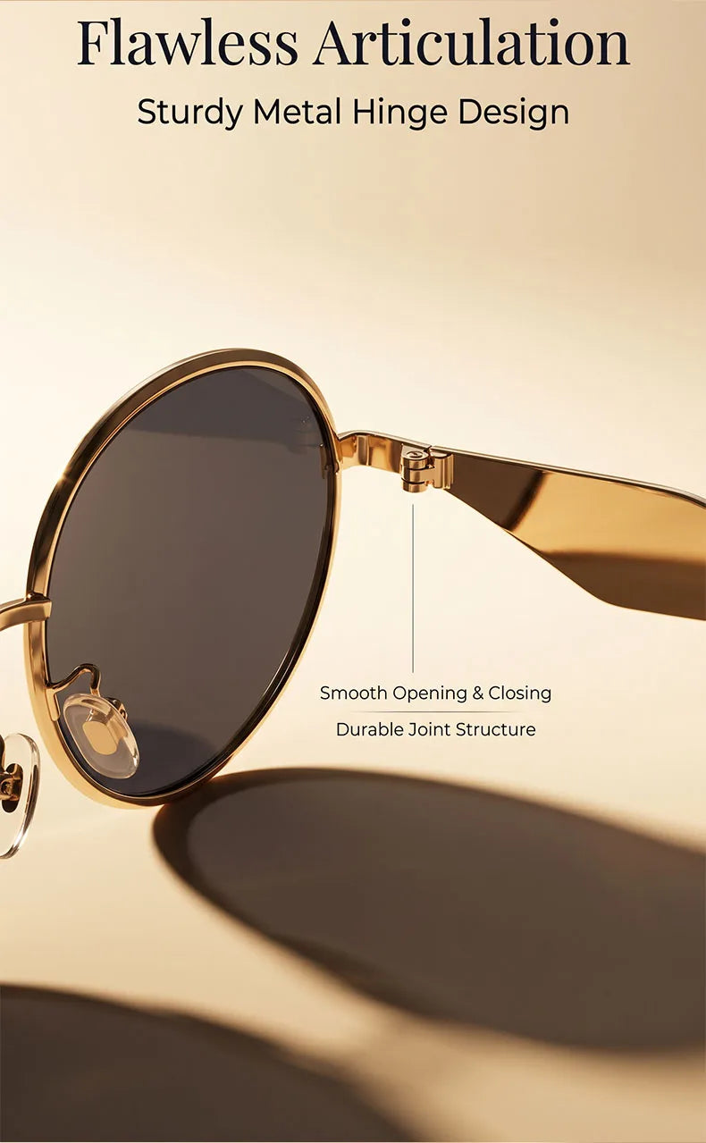 Metal Frame Round Punk Photochromic Sunglasses Women 2026 Luxury Brand Designer Steampunk Oval Sun Glasses Outdoor Eyewear Shade
