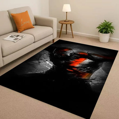 Game God of War Kratos Cartoon Gamer Living Room Non-Slip Area Rug Soft Carpet for Bedroom Playroom Sofa,Easy Clean Home Doormat