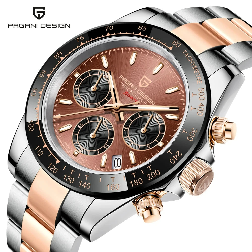Chronographenuhr für Herren von PAGANI DESIGN – Luxuriöse Quarz-Armbanduhr, leuchtend und wasserdicht.