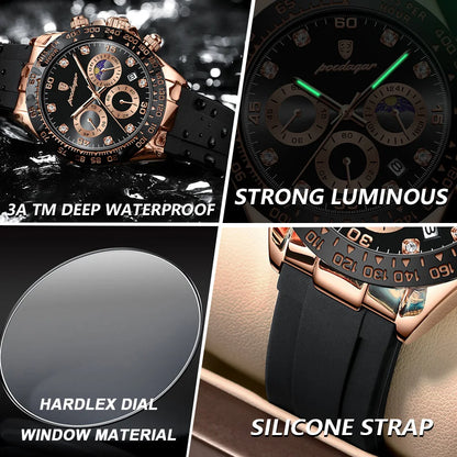 POEDAGAR Fashion High Quality Luxury Men Wristwatch Waterproof Luminous Chronograph Date Quartz Men's Watch Outdoor Man Watches
