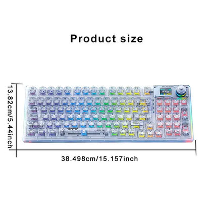AULA F98PRO Wireless Mechanical Keyboard Transparent Keycaps RGB Backlit Custom 2.4G Hot Swappable Gaming Keyboard With Screem