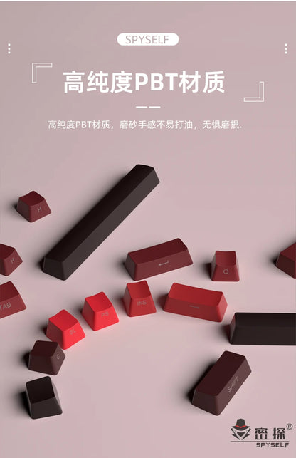 New Keycaps for 60/64/84/98/108 Gaming Mechanical Keyboard MX Switch 135 Keys OEM PBT Side Engraved Red and Black Gradient Color