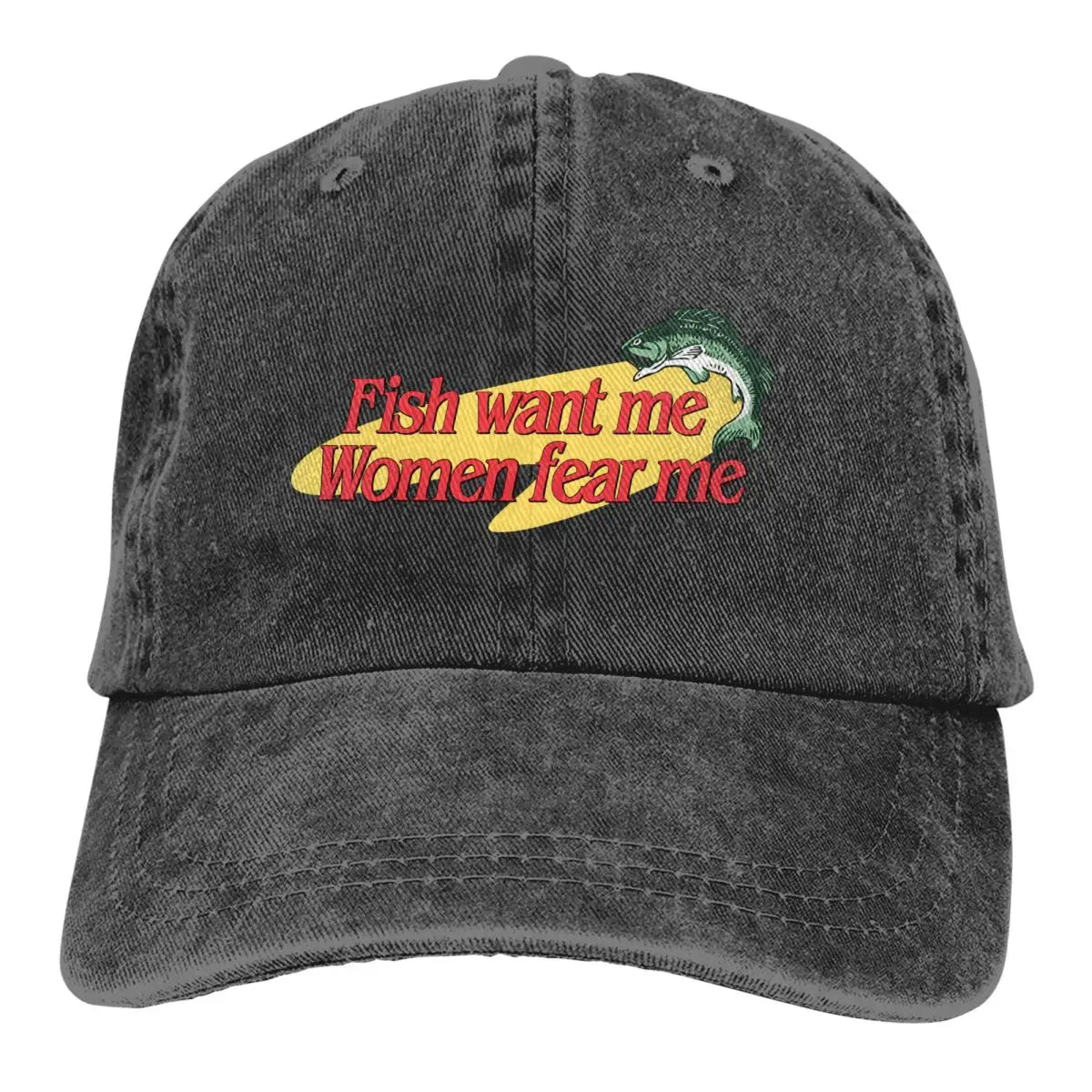 Fish Want Me Women Fear Me Classic Baseball Caps Peaked Cap Fish Go Fishing Fisherman Sun Shade Hats for Men Women