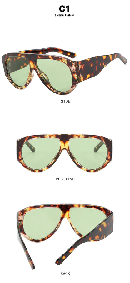 Oversized Pilot Sunglasses Women Fashion 2026 Luxury Big Frame One Piece Gradient Sunglasses Retro Classic Thick Shades