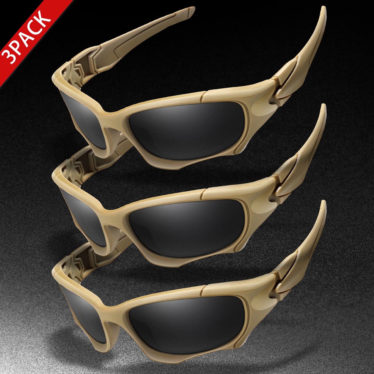 3-PACK Trendy Outdoor Tactics Sports Sunglasses Men and Women Cycling Glasses Driving Camping Travel Colorful Goggles