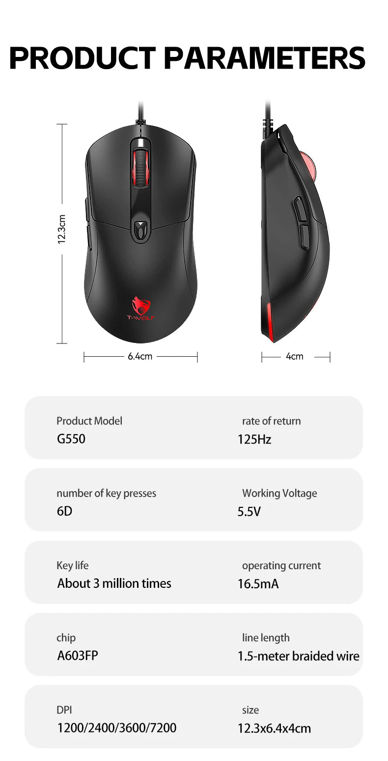 2026 Wired Gaming Mouse Cute Personalized Anti Slip Sticker 6-Key Office Mouse Suitable For Desktop And Laptop Computers NEW HOT