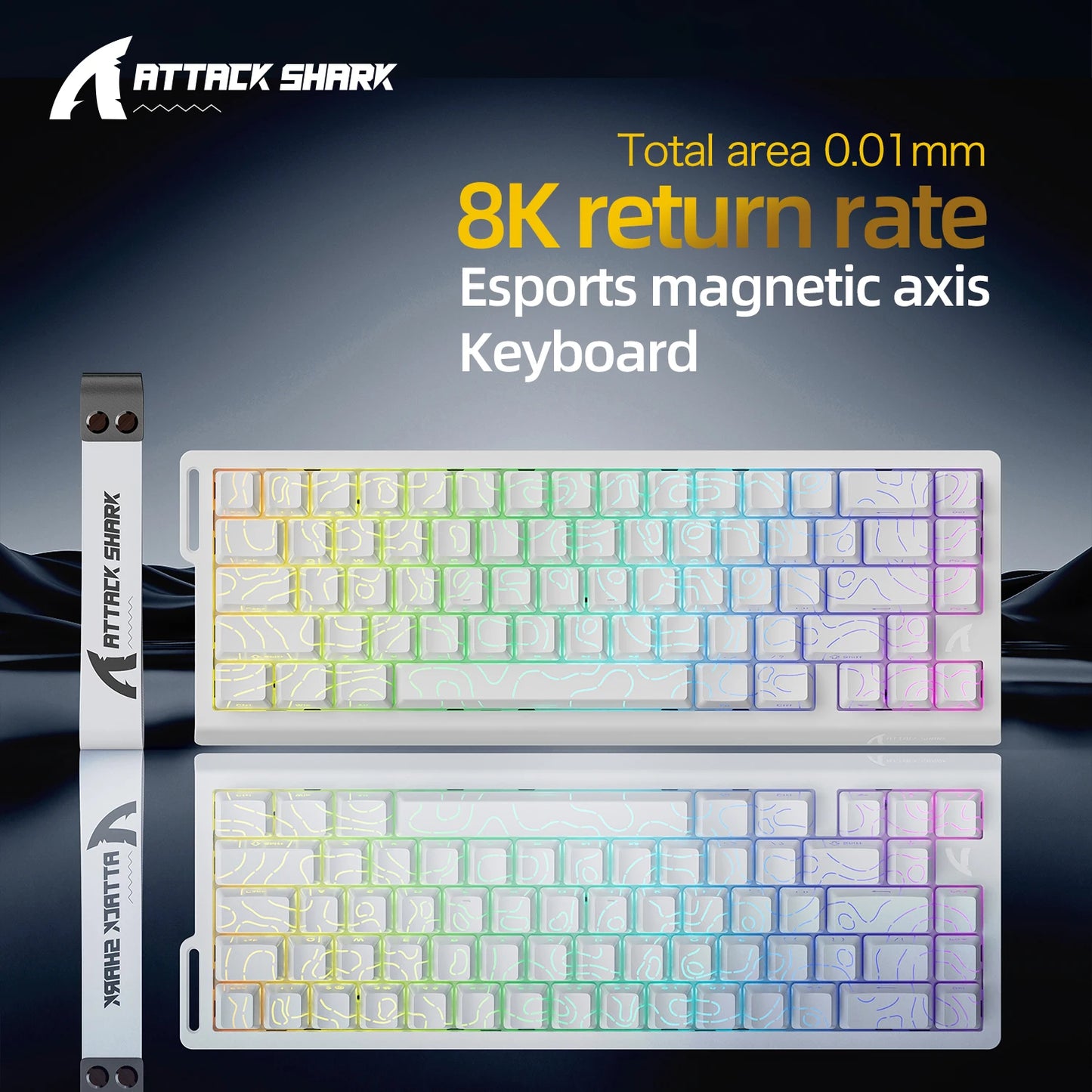 ATTACK SHARK X68HE Esports Magnetic Axis Keyboard 8KHz Return Rate, Total Area 0.01mm, and 0.125ms Rate Class Ultra-Low Latency