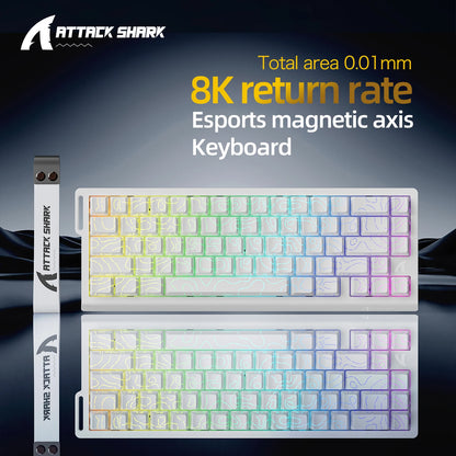 ATTACK SHARK X68HE Esports Magnetic Axis Keyboard 8KHz Return Rate, Total Area 0.01mm, and 0.125ms Rate Class Ultra-Low Latency