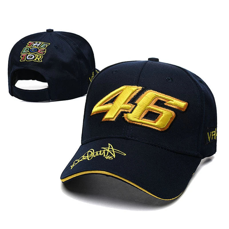 Unisex-Hip-Hop-Baseballcap mit Schriftzug, verstellbar, Nr. 46, F1-Rennsport- und Motorrad-Design, Outdoor-Sport, lässiger Sonnenschutzhut für Herren