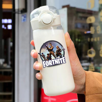 Vaso con pajita Fortnite de 400ML y 18CM para adultos, niños y niñas, vaso de agua bonito de dibujos animados para estudiantes, botella de agua resistente a caídas, regalo portátil
