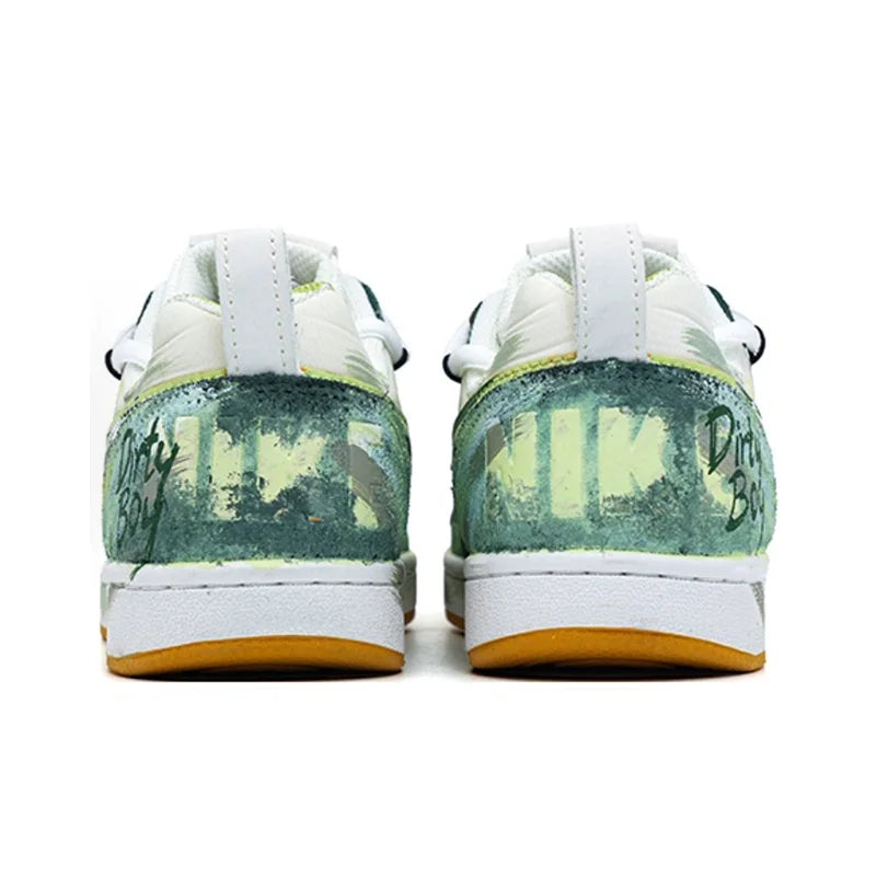 Individuell gestaltete Sneaker Nike Court Borough PRM „Party Star“ – Individuell gestaltete, dekonstruierte Graffiti-Low-Top-Skateschuhe für Herren