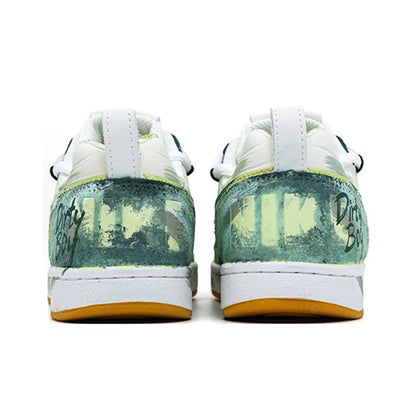 Individuell gestaltete Sneaker Nike Court Borough PRM „Party Star“ – Individuell gestaltete, dekonstruierte Graffiti-Low-Top-Skateschuhe für Herren