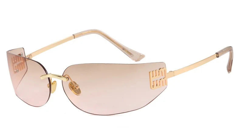 Light Luxury Frameless Curved Metal Sunglasses Personalized Y2k Fashion Women's Sunglasses Outdoor Leisure Vacation Sunglasses