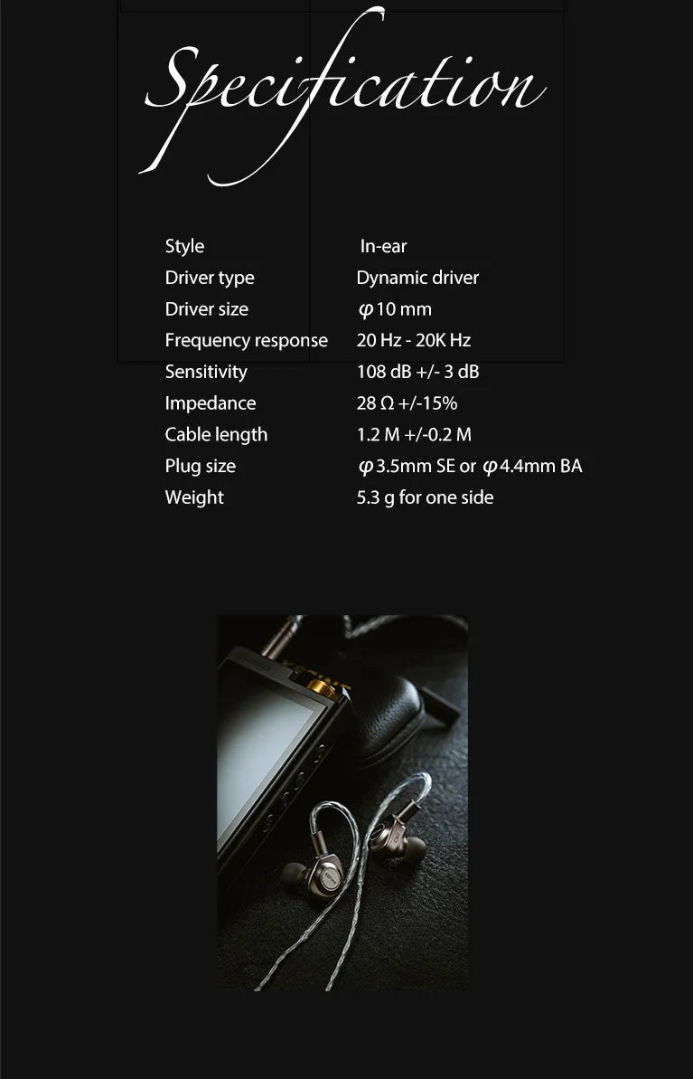 Kefine X ANELEARS Delci AE 10mm HiFi IEM Wired Earphones – DLC+PU Driver Dual Tuning In-Ear Monitors for Music & Gaming