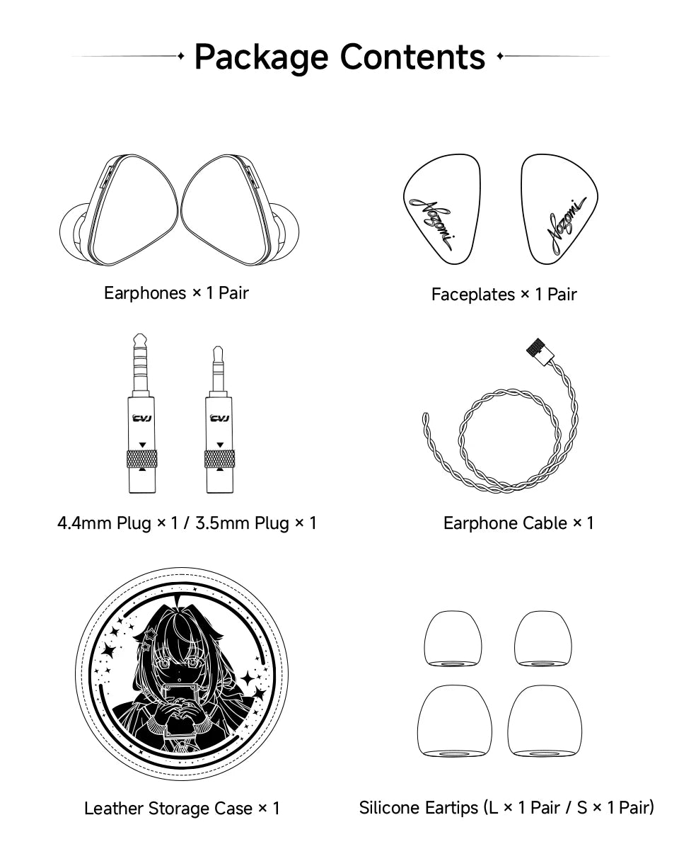CVJ NOZOMI Wired Hybrid Earphones 2DD+1PD Triple Driver In-Ear Monitors, Planar Magnetic Earbuds with Interchangeable Faceplates for Music & Gaming