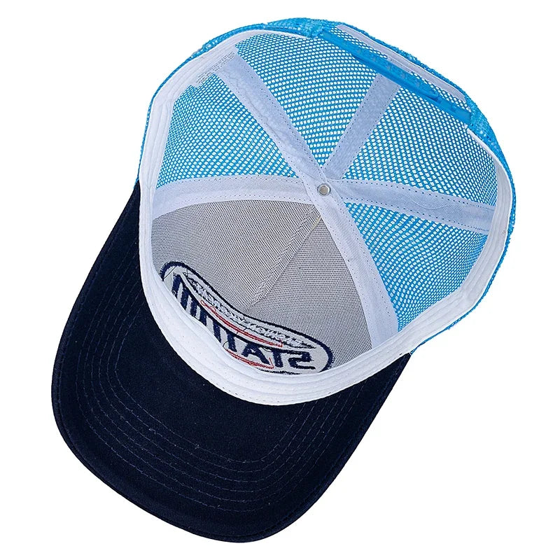 Unisex Baseball Cap Classic STATION Letter Pattern Mesh Cap Men And Women Breathable Streetwear Summer Trucker Hat