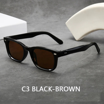 Men's Thick Framed Retro Brown Sunglasses Narrow Framed Hip-hop Style Rapper Eyewear Vacation Sunglasses UV400