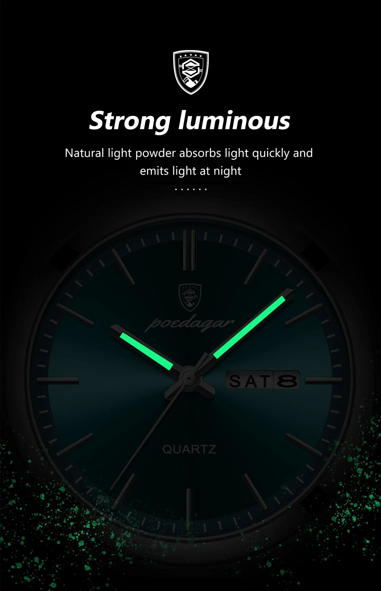 POEDAGAR Fashion Men Watch Waterproof Luminous Date Week Men's Watches Stainless Steel Functional Man Quartz Watch with Gift Box