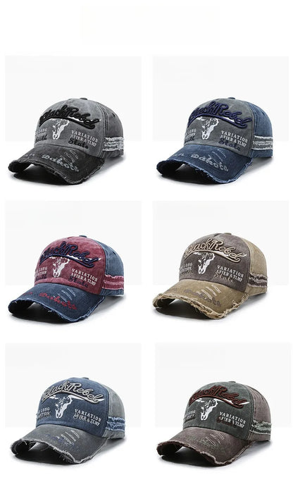 New Cool Fashion Men Washed Cotton Baseball Cap Retro Four Seasons Male Outdoor Sport Cap Hat For Men Accessory
