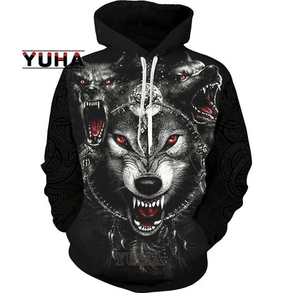 Wolf 3d Printed Hoodies Unisex Cool  Pullover Animal Graphic Sweatshirt Men’s Street Wear