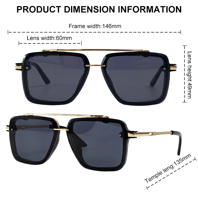 Steampunk Square Double Bridge Sunglasses Men Big 2026 Luxury Brand Designer Retro Punk Driving Sun Glasses Metal Frame Eyewear
