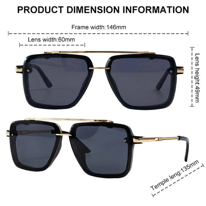 Steampunk Square Double Bridge Sunglasses Men Big 2026 Luxury Brand Designer Retro Punk Driving Sun Glasses Metal Frame Eyewear