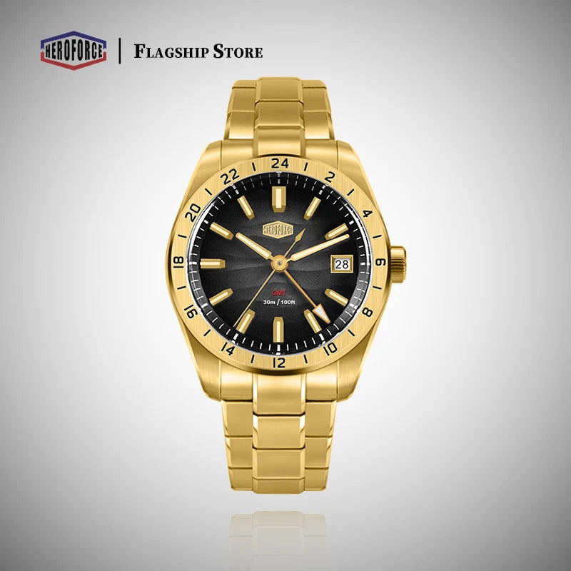 HEROFORCE Men's Well-known Brand Watch; Men's Fashion Waterproof Luminous Stainless Steel Band Casual Calendar Quartz Men Watch