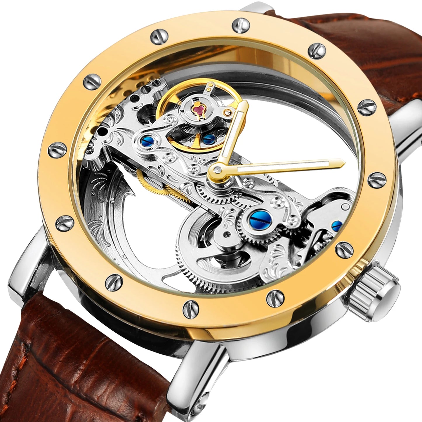 2026 Top Brand Luxury Steel Skeleton Tourbillon Automatic Watch Men Leather Mechanical Waterproof Luminous Elegant Wrist Clock