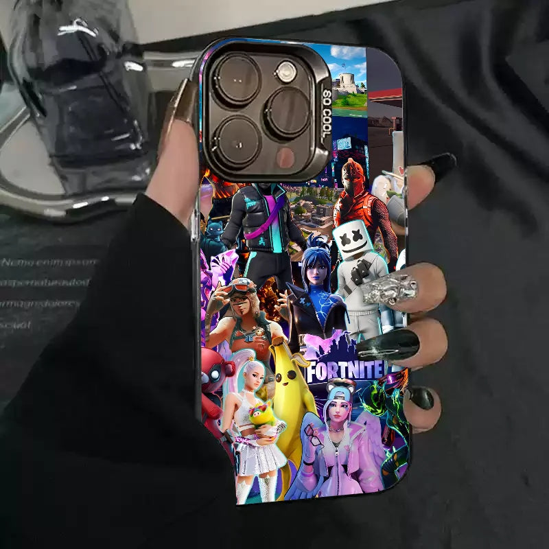 Funda para teléfono F-fornite Game de 1 pieza, carcasa IMD color plata para iPhone 16 15 14 13 12 11 Pro Max Plus