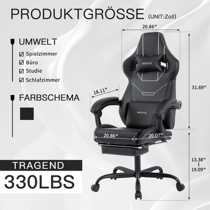 WOTSTA Gaming Chair Ergonomic Gaming Chair Office Chair with Footrest Racing Computer Chair Height Adjustable Padded Computer Chair