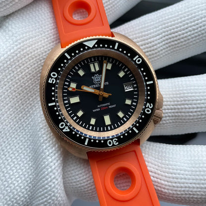 STEELDIVE Men Bronze Dive Watch 200M Water Resistant Ceramic Bronze Bezel Automatic Movement Wristwatch
