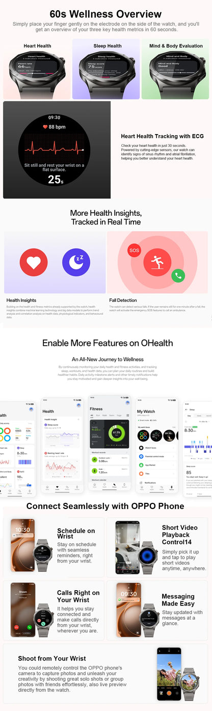 EU version OPPO watch X3 smartwatch Wear OS by Google Sleep 16-Day Battery Life SpO2 Blood Oxygen Monitoring IP69 Google Wallet