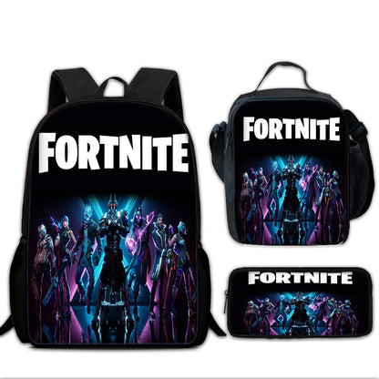 Trendiger Gaming-Schulrucksack für Kinder mit Lunchbags, Design-F-FortniteS Federmäppchen, Schultaschen für Jungen und Mädchen, ideales Geschenk
