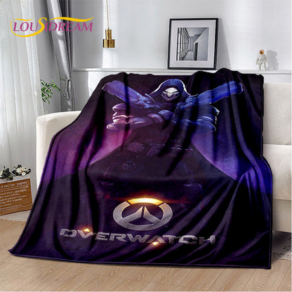 Overwatch Game Gamer DVA Reaper mekana plišana deka, flanelska deka za dnevni boravak, spavaću sobu, krevet, kauč, piknik, djecu, 3D