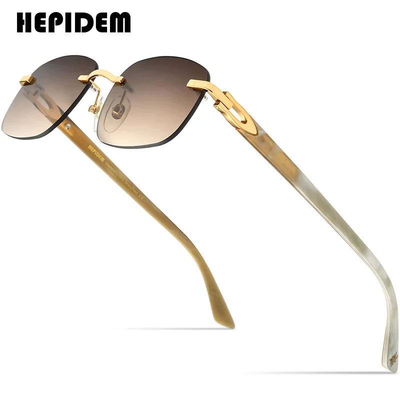 HEPIDEM Buffalo Horn Glasses Men Famous Brand Design Rimless Sunglasses Women Luxury Eyewear Horn-Rim Frameless Buffs Eyeglasses