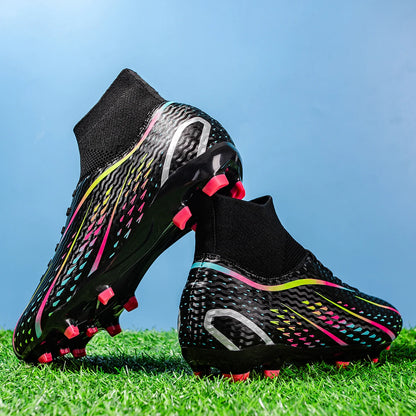 Chaussures de football pour terrain ferme AG FG pour hommes, en PU léger, avec crampons renforcés, pour entraînements de football en plein air pour adultes