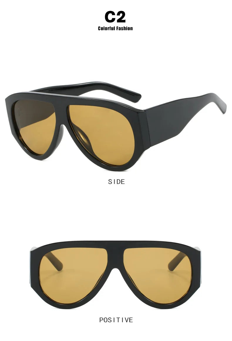 Oversized Pilot Sunglasses Women Fashion 2026 Luxury Big Frame One Piece Gradient Sunglasses Retro Classic Thick Shades