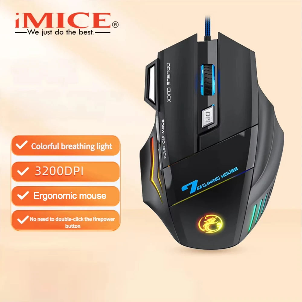 Herná myš USB Wired Gaming Mouse so 4 tlačidlami, ergonomická herná myš 2400DPI s RGB podsvietením a vysokopresným optickým senzorom