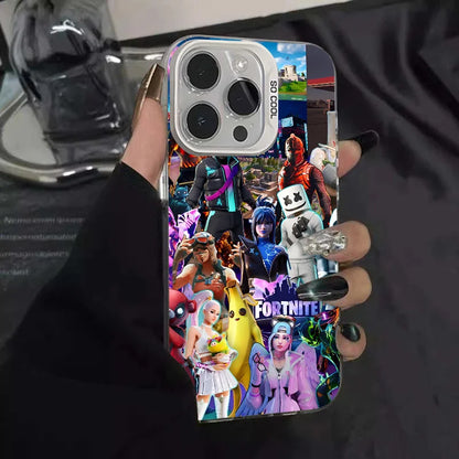 Funda para teléfono F-fornite Game de 1 pieza, carcasa IMD color plata para iPhone 16 15 14 13 12 11 Pro Max Plus