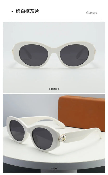 2026 New Oval-Shaped Sunglasses with a European and American Style, Featuring a Unique Metal Snake Head Design, Cross-Border Fashion Versatile Sunglasses for Women with a High-End Feel