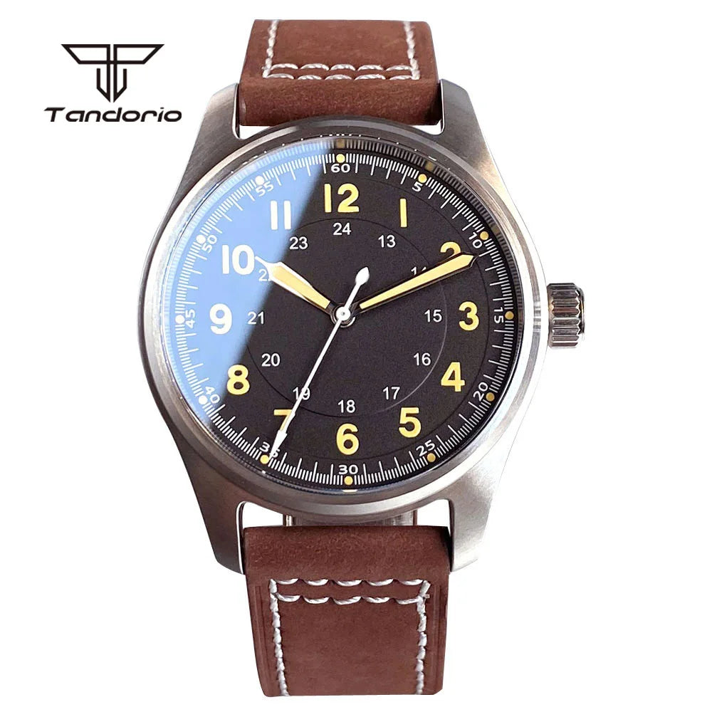 Tandorio Dive 39mm Pilot Men's Stainless Steel Automatic Watch Japan NH35/Miyota 8215/PT5000 AR Sapphire Glass 20BAR Luminous