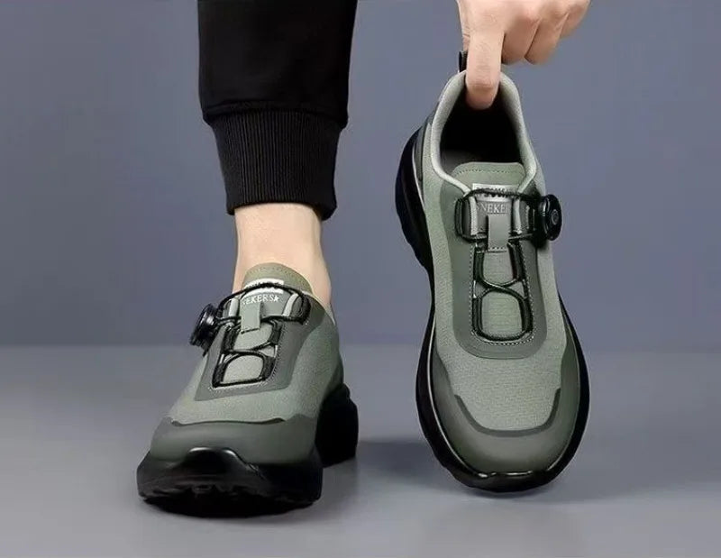 Original, neu, Herren, Sneaker mit drehbarem Knopf, Fahrsneaker, Plateau-Freizeit- und Wanderschuhe, Outdoor, strapazierfähige Lauf- und Sportschuhe, Plus-Größe
